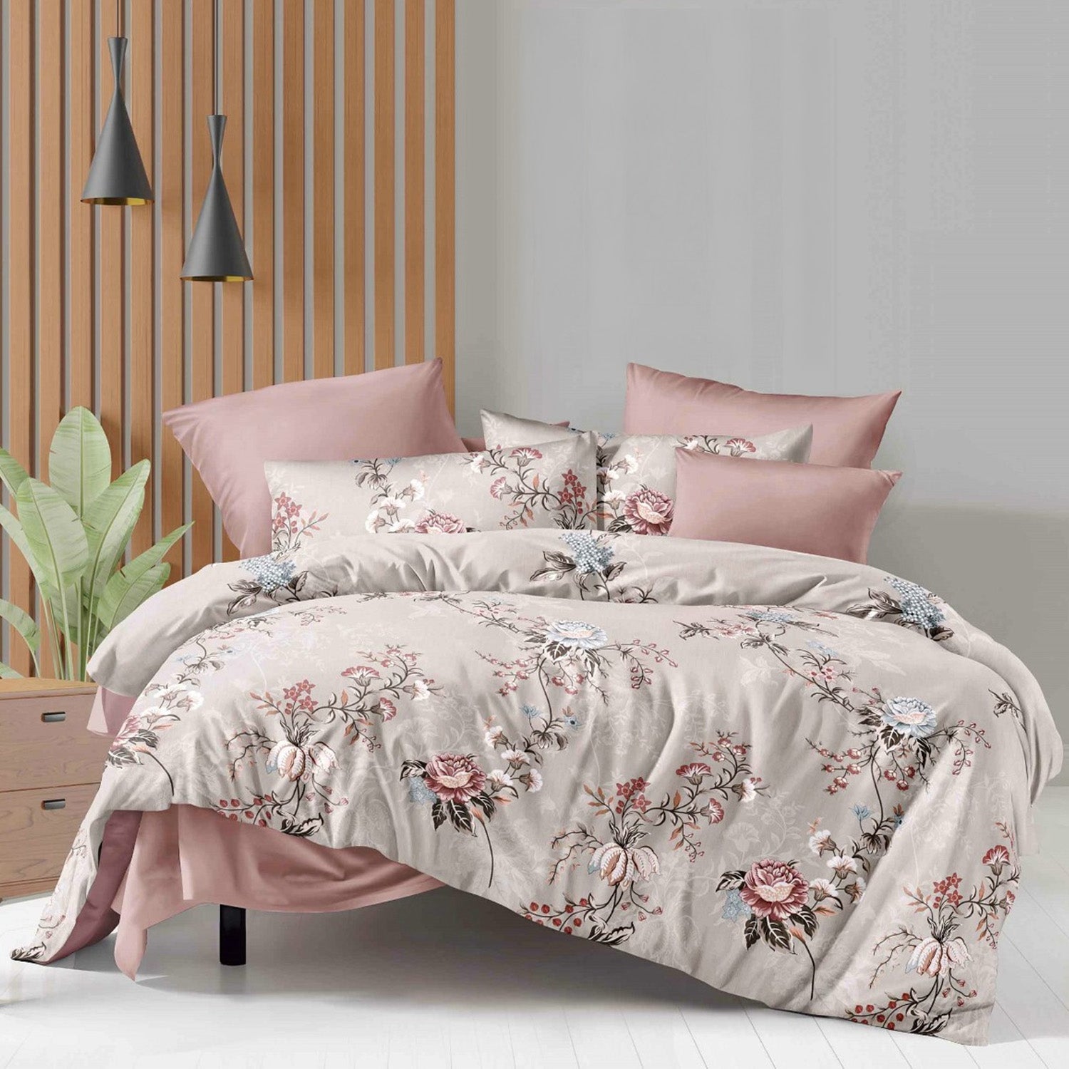 Hillcrest I 988TC ComfyLux I Printed Bedding Collection I Fitted Sheet Set & Summer Blanket - Auspicious