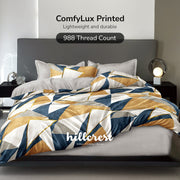 Hillcrest I 988TC ComfyLux I Printed Bedding Collection I Fitted Sheet Set & Summer Blanket - Clarity
