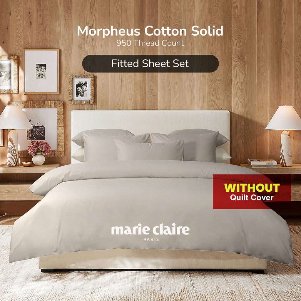 Marie Claire I Morpheus I Cotton Solid 950TC | Fitted Sheet with NO Quilt Cover - Grey