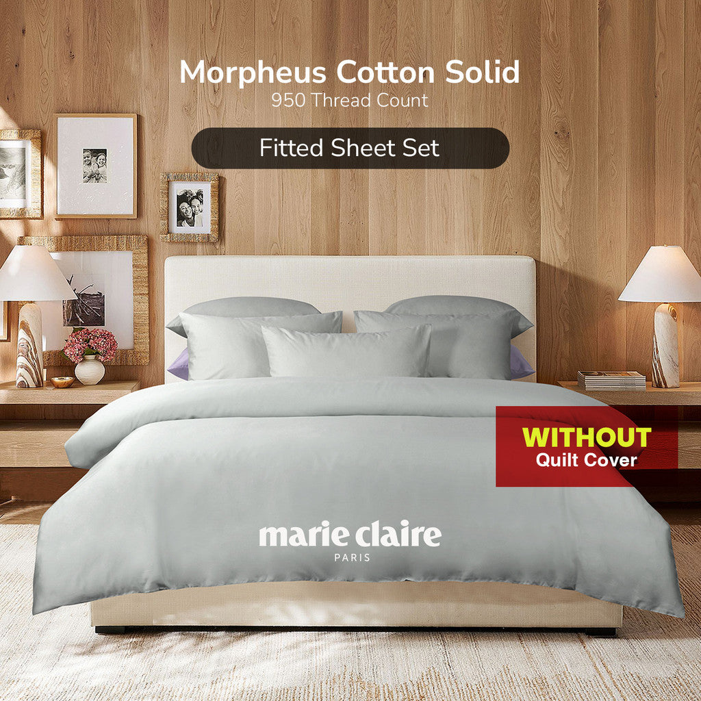 Marie Claire I Morpheus I Cotton Solid 950TC | Fitted Sheet with NO Quilt Cover - Ash Blue