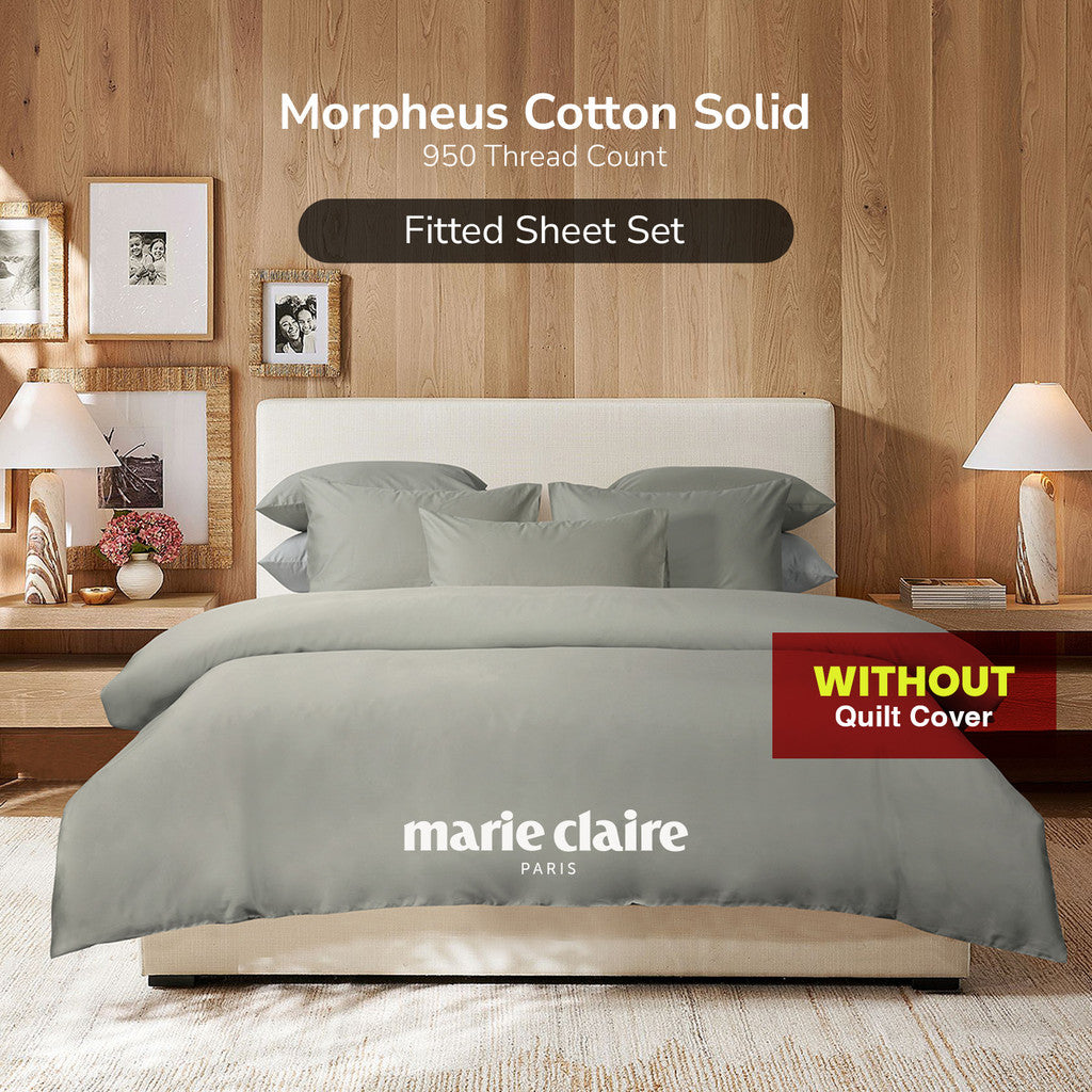 Marie Claire I Morpheus I Cotton Solid 950TC | Fitted Sheet with NO Quilt Cover - Green