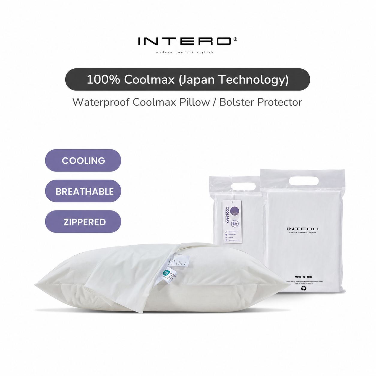 Intero I Shield Guard I Waterproof Coolmax I Pillowcase / Bolster Case (1 Piece)