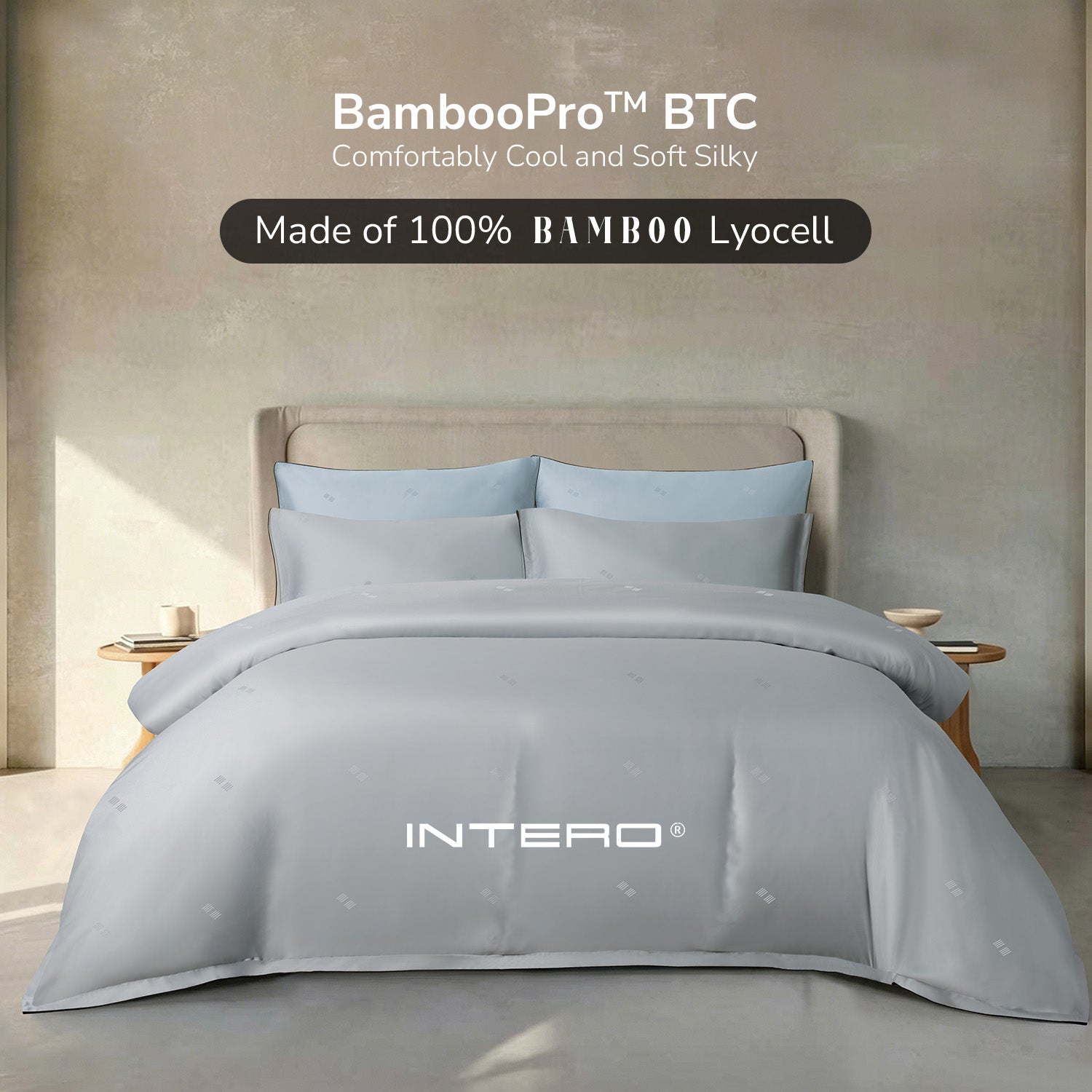 Intero BambooPro Beyond Thread Count Geo Jacquard Luxury Bedding Set - Ash Silver