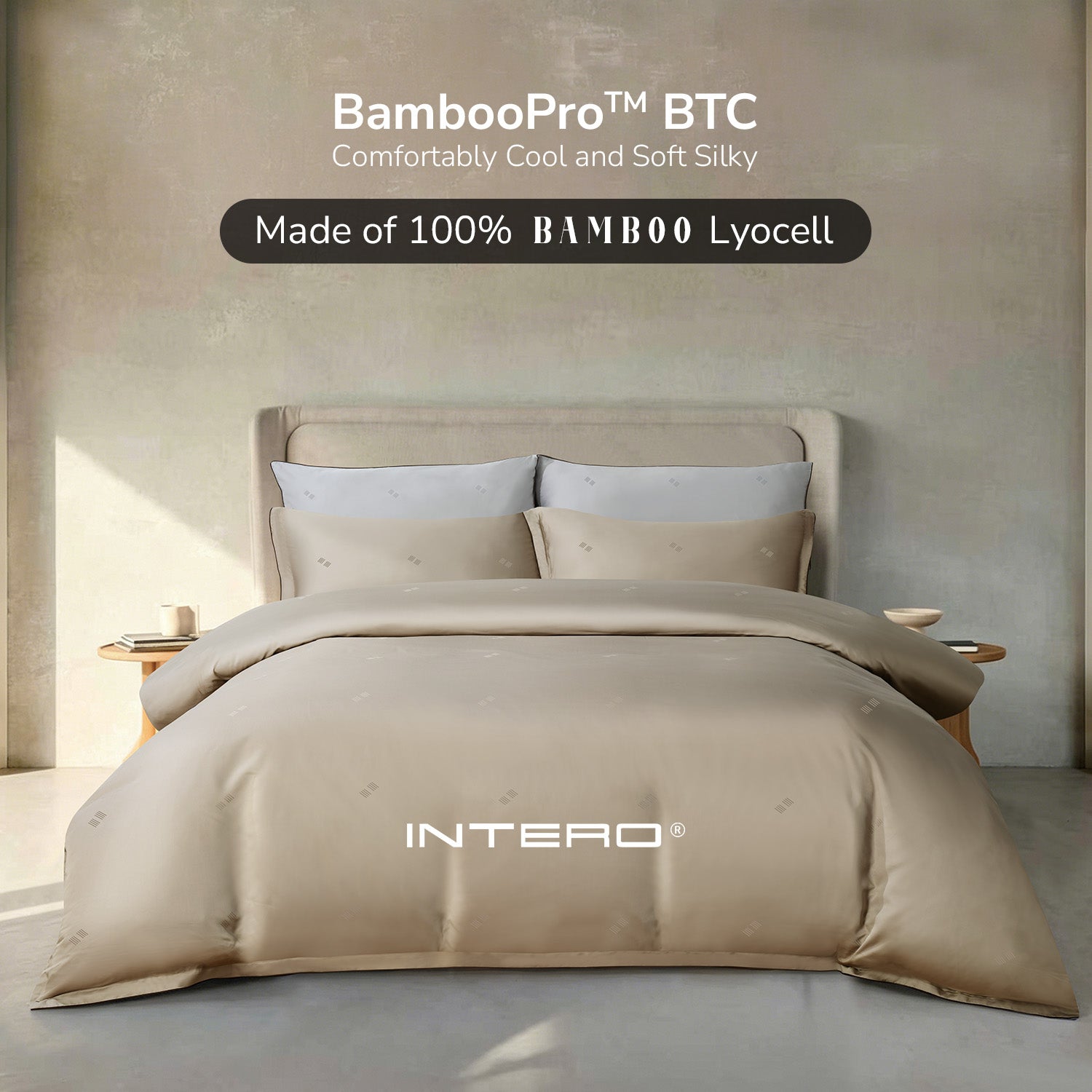 Intero BambooPro Beyond Thread Count Geo Jacquard Luxury Bedding Set - Taupe