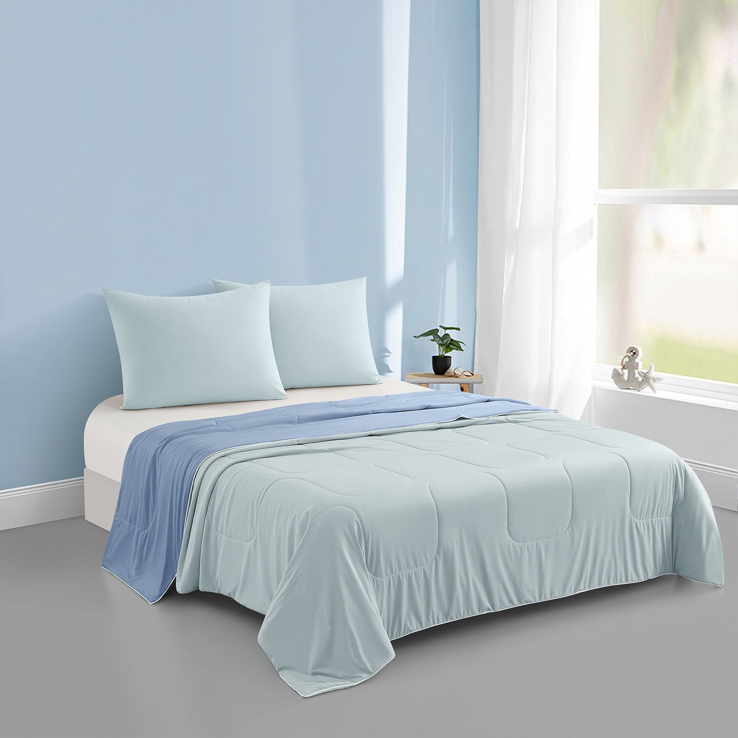 Intero Glacier Reversible Cooling Blanket – Dual-Sided Cooling Comfort - Celestre / Valley Blue