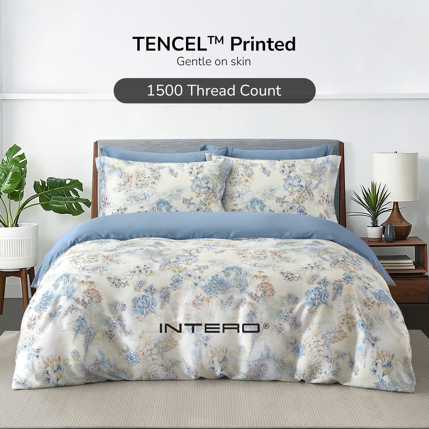 Intero MCD Lyocell Printed 1500TC Cooling Soft Luxury Bedding Fitted Sheet Set Gentle on Skin 1500 Thread Count - Secret Estate