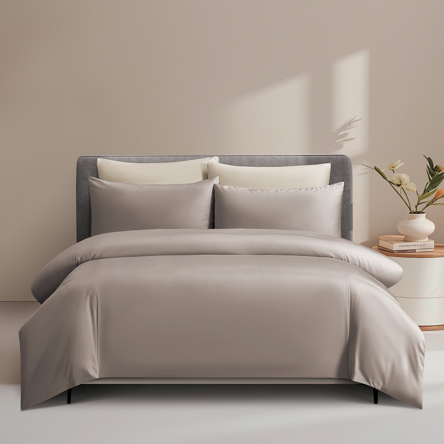 Intero MDC Cotton Solid 100% Combed Cotton 1200 Thread Count Fitted Sheet Set - Brown