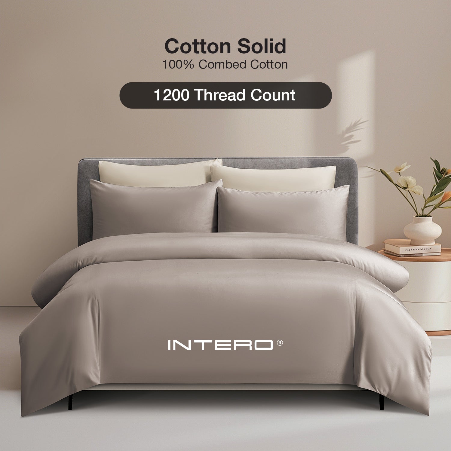 Intero MDC Cotton Solid 100% Combed Cotton 1200 Thread Count Fitted Sheet Set - Brown