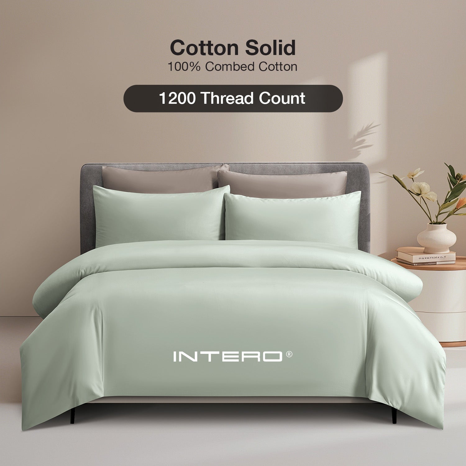 Intero MDC Cotton Solid 100% Combed Cotton 1200 Thread Count Fitted Sheet Set - Latte