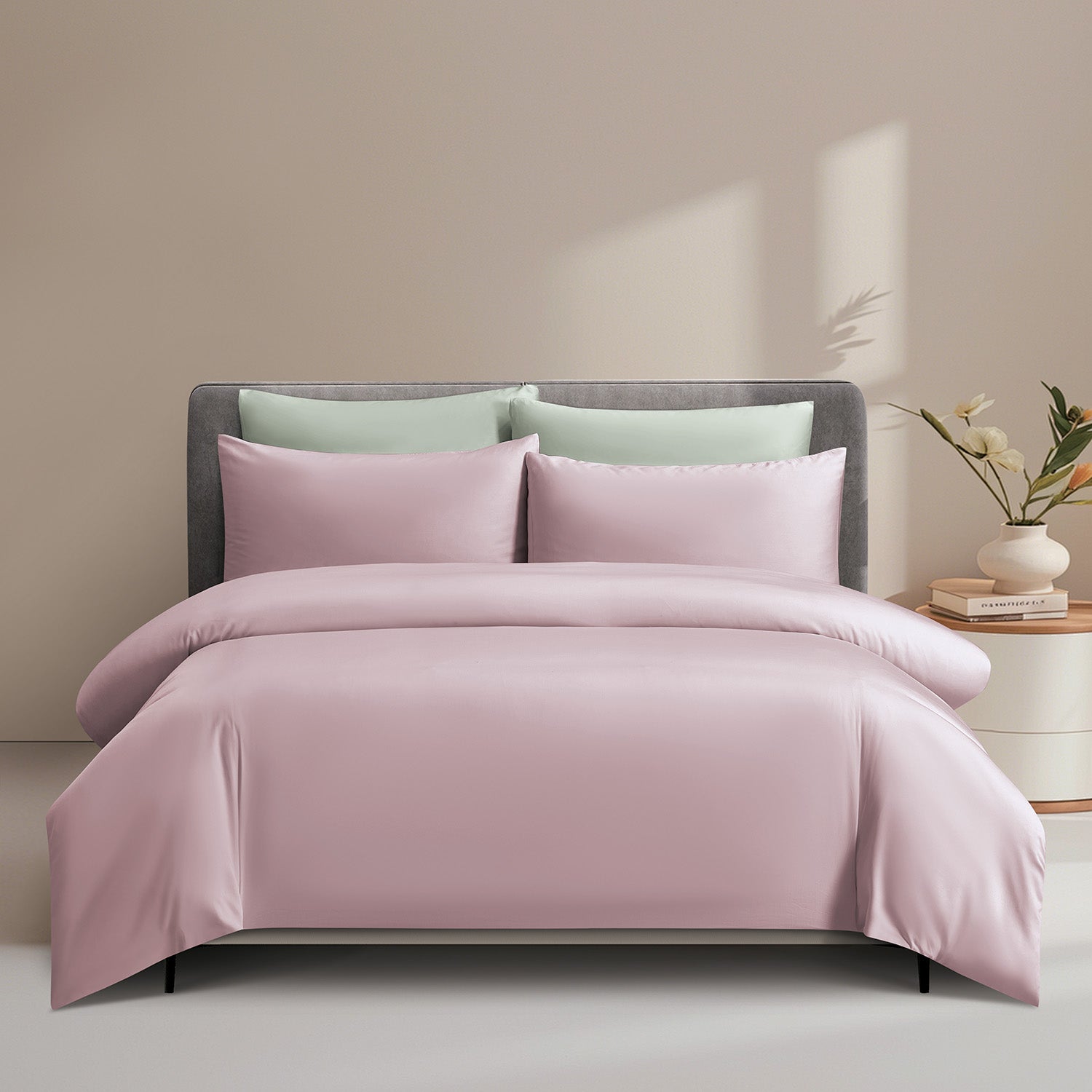 Intero MDC Cotton Solid 100% Combed Cotton 1200 Thread Count Fitted Sheet Set - Pink