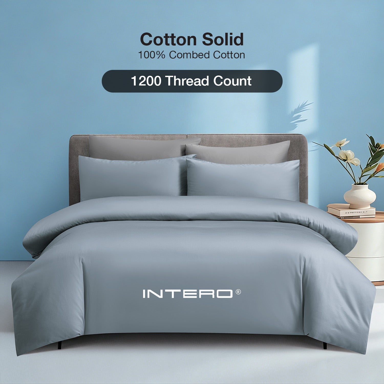 Intero MDC Cotton Solid 100% Combed Cotton 1200 Thread Count Fitted Sheet Set - Teal