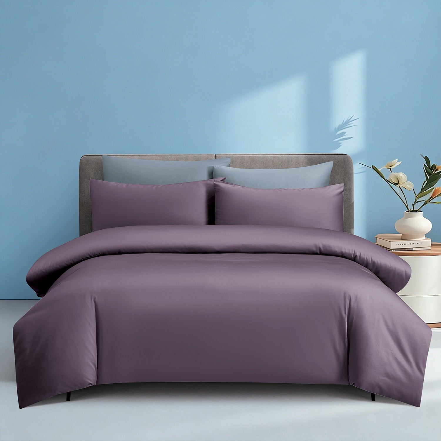 Intero MDC Cotton Solid 100% Combed Cotton 1200 Thread Count Fitted Sheet Set - Violet