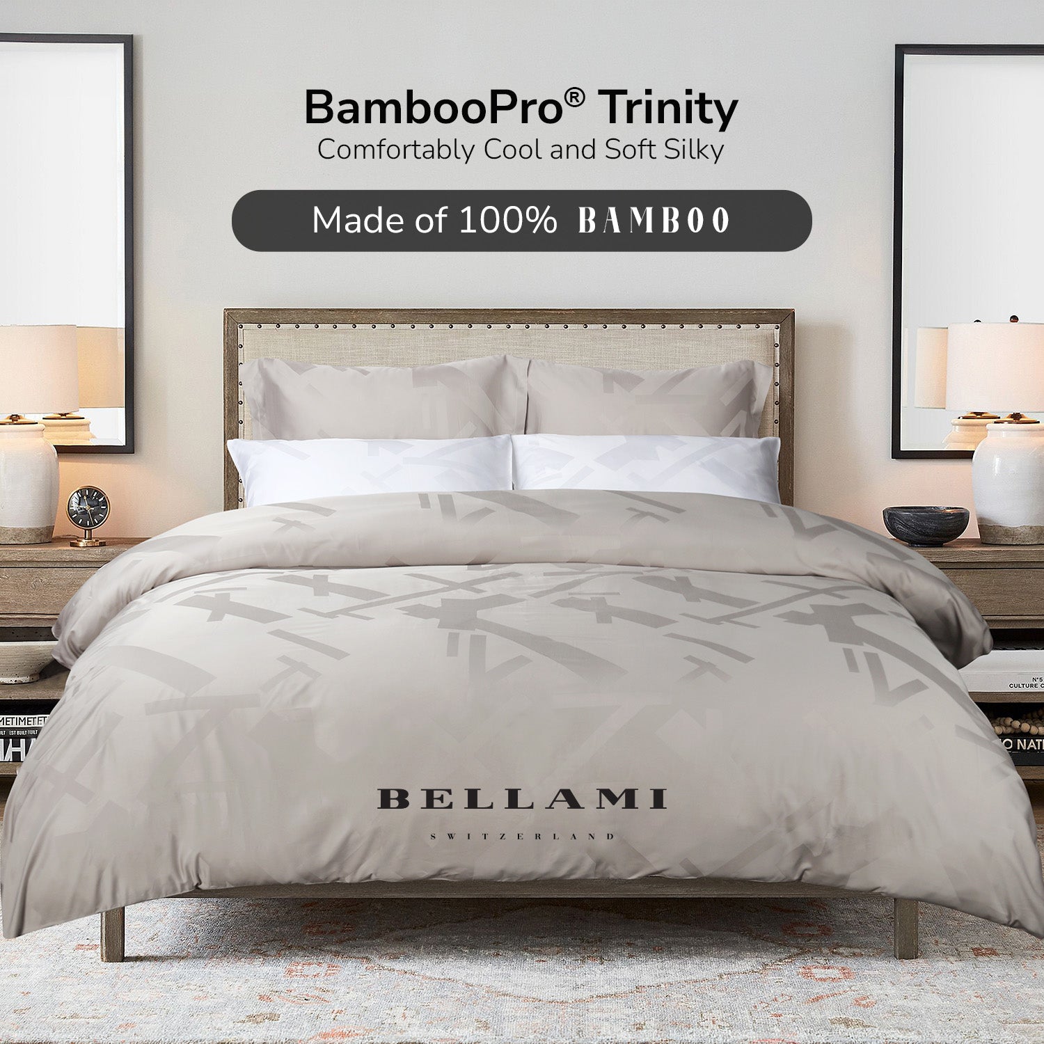 Bellami I BambooPro I Trinity Loris I Fitted Sheet Set I Bed Sheet Set - Ash