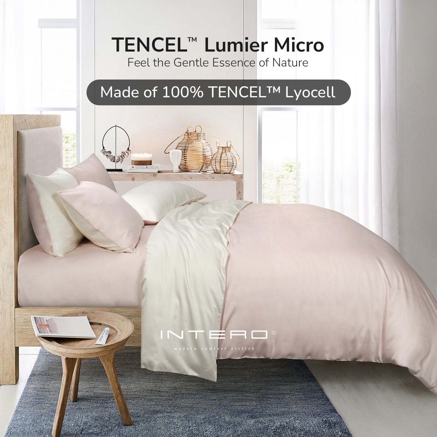 Intero Lumier Micro Tencel Solid Eniz Bedding Collection  1500TC - Pink