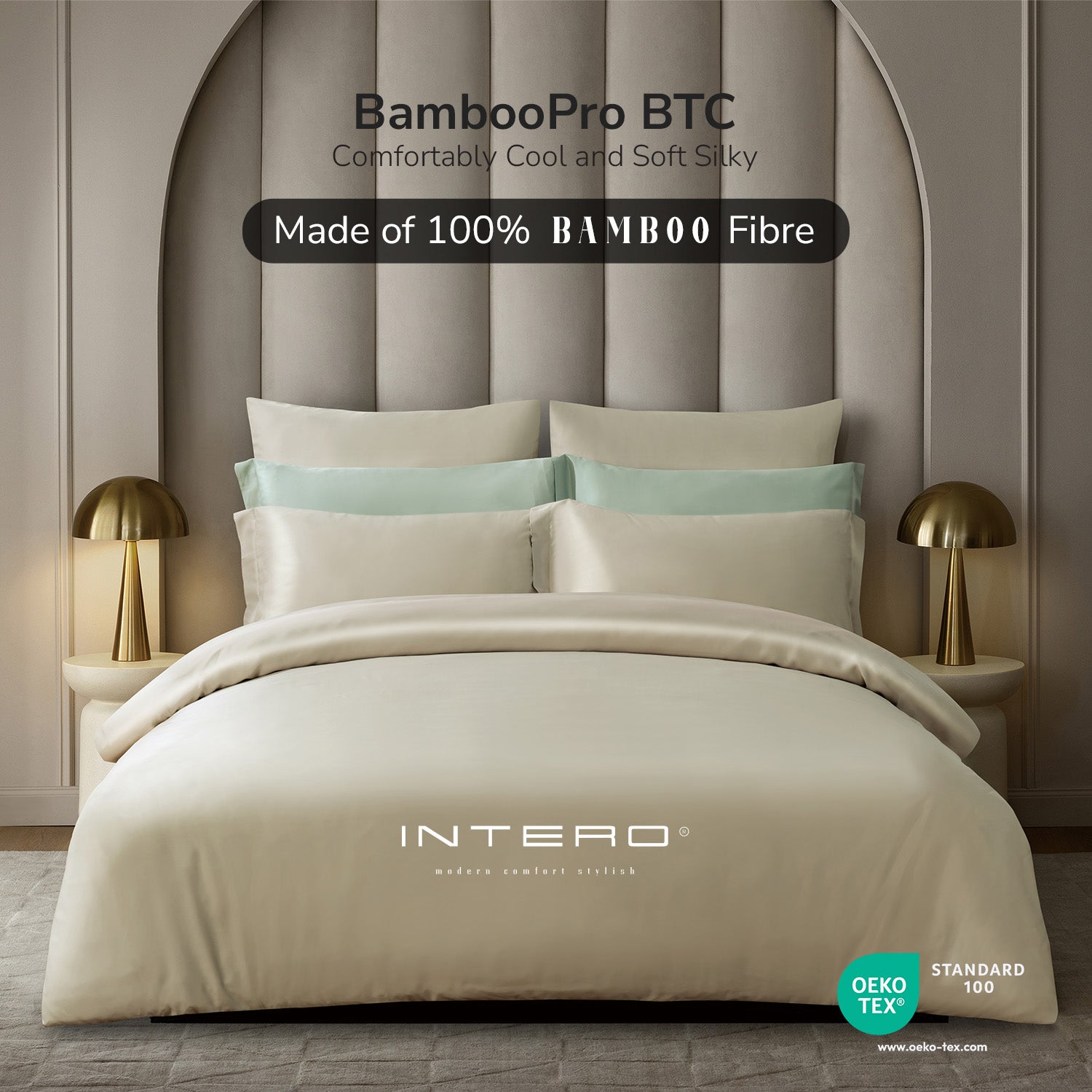 Intero I Grace I BambooPro I Beyond Thread Count Fitted Sheet | Bed Set - Natural