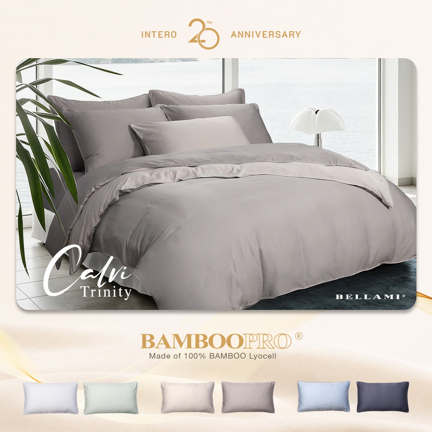 FOR PRE ORDER Bellami Trinity Calvi Duo Piping BambooPro Luxury Bedding Set - Mocha