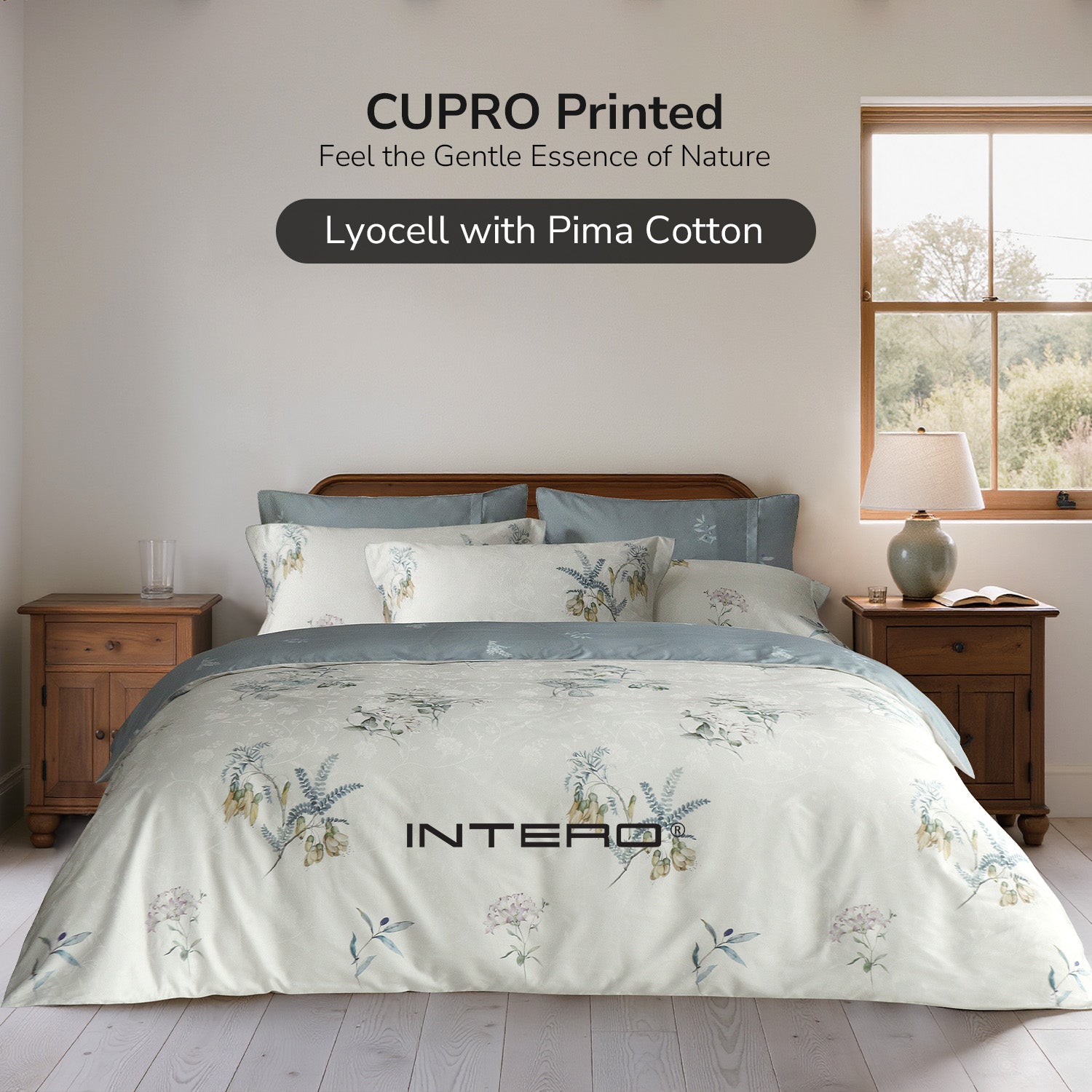 Intero Cupro Morgan 1800TC PIMA Cotton Printed Jacquard Luxury Bedding Set - Ivana