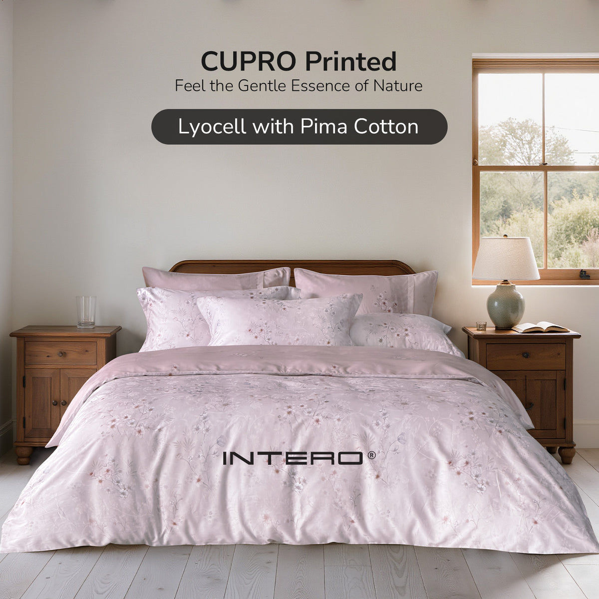Intero Cupro Morgan 1800TC PIMA Cotton Printed Jacquard Luxury Bedding Set - Mona
