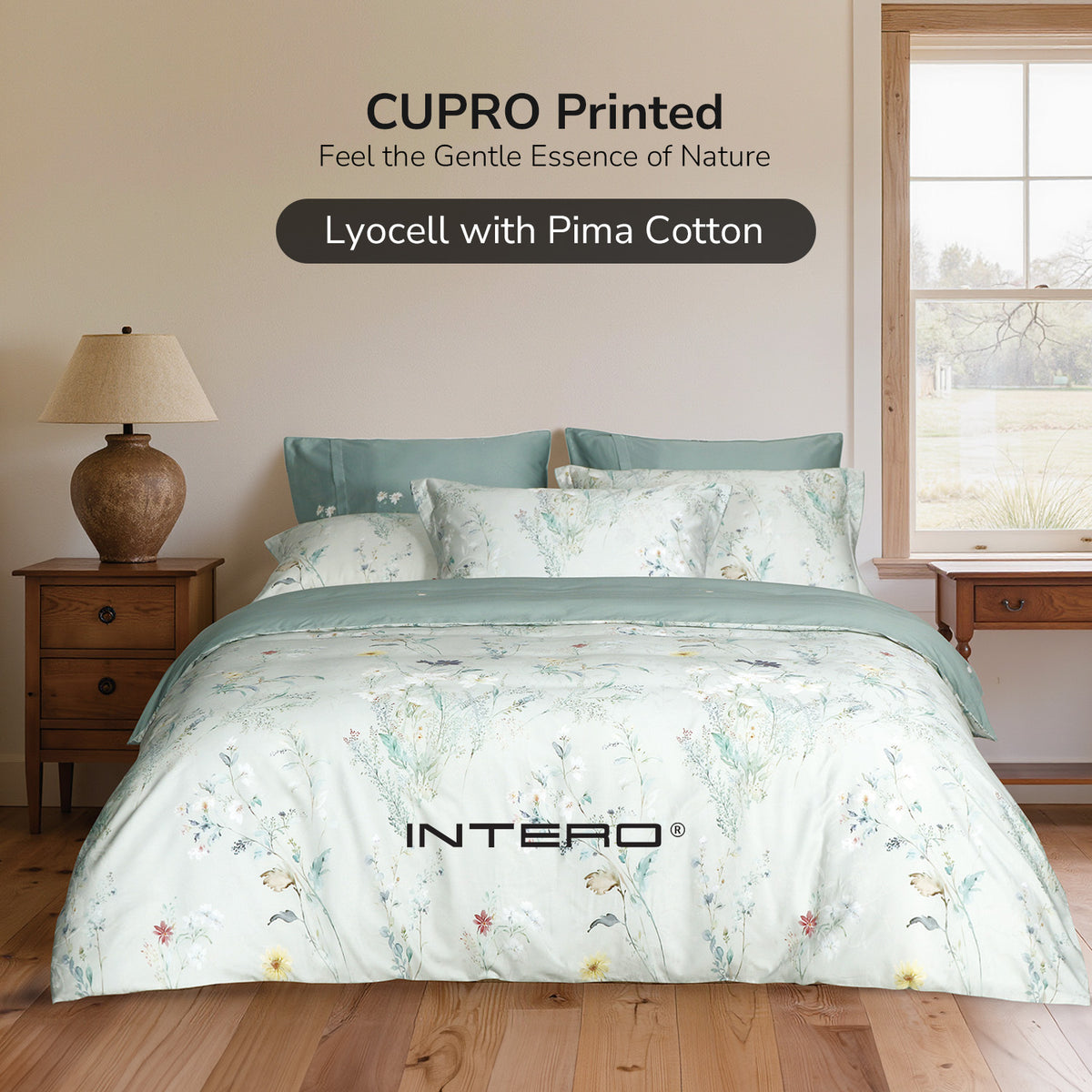 Intero Cupro Morgan 1800TC PIMA Cotton Printed Jacquard Luxury Bedding Set - Aven