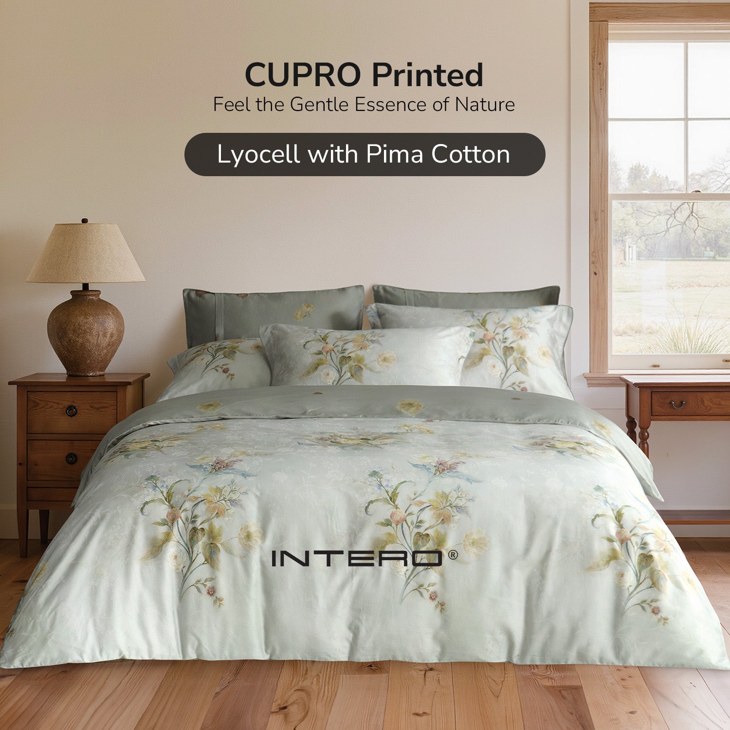 Intero Cupro Morgan 1800TC PIMA Cotton Printed Jacquard Luxury Bedding Set - Yuri