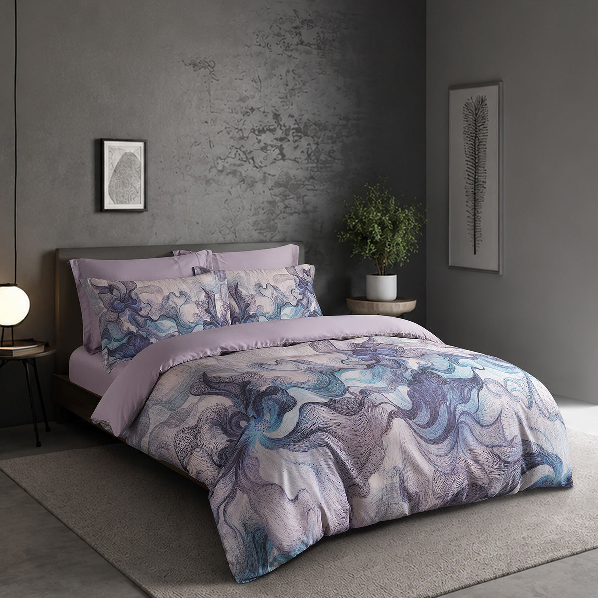 IE Maison Lumos Tencel Printed 1700TC Luxury Bed Set - Twilight Tide