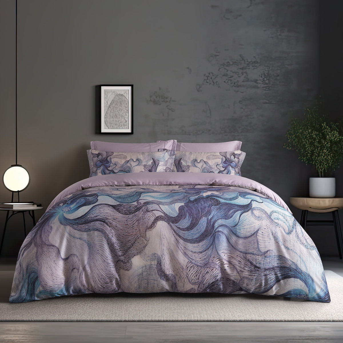 IE Maison Lumos Tencel Printed 1700TC Luxury Bed Set - Twilight Tide