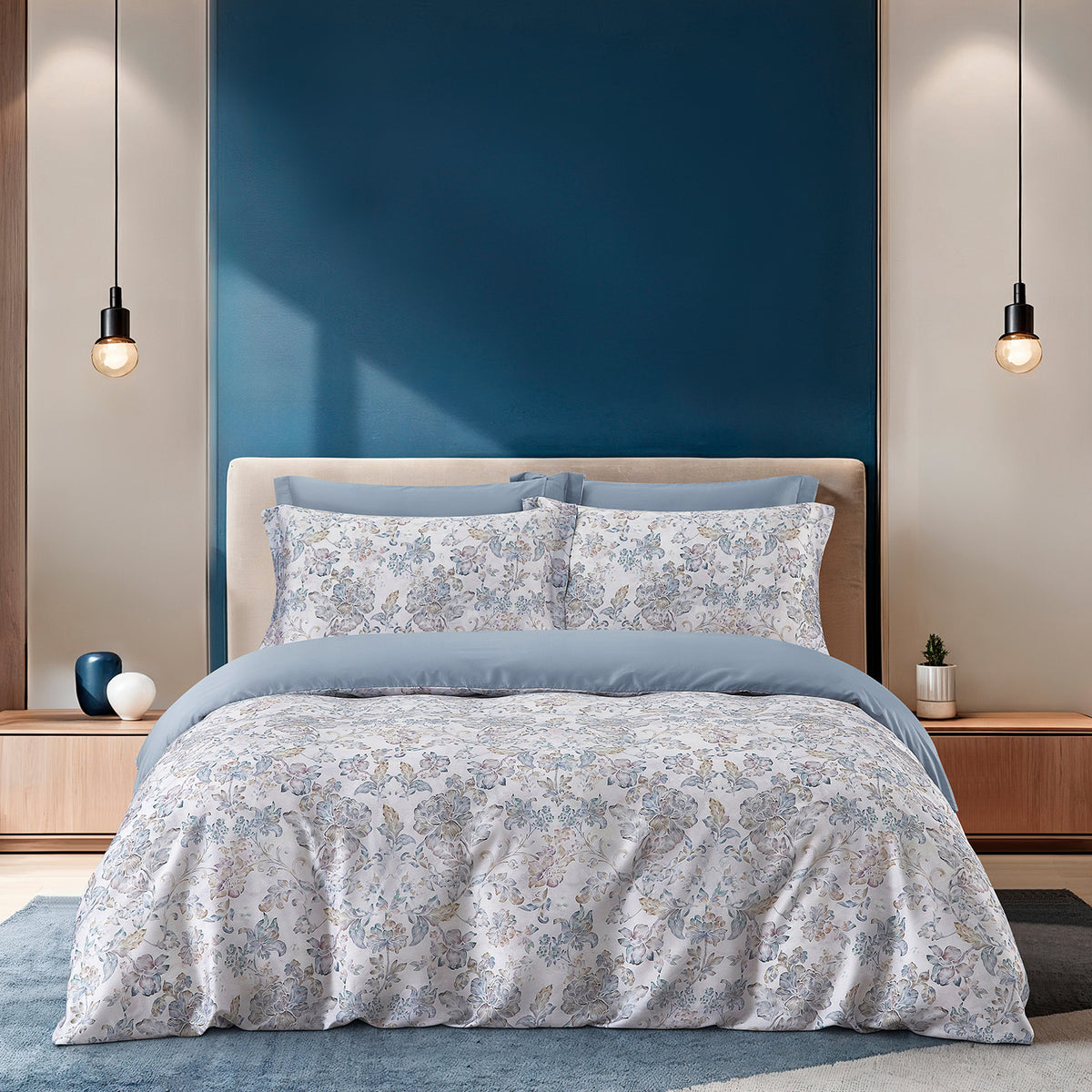 IE Maison Tencel Printed 1500TC Luxury Fitted Sheet & Bed Set - Iris Silhouette