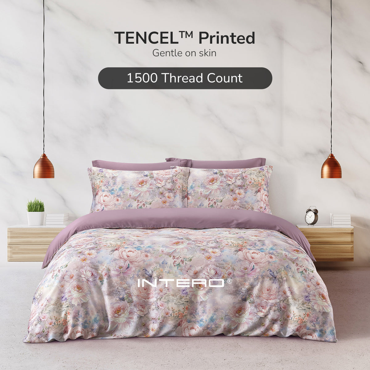 IE Maison Tencel Printed 1500TC Luxury Fitted Sheet & Bed Set - Mist Reverie