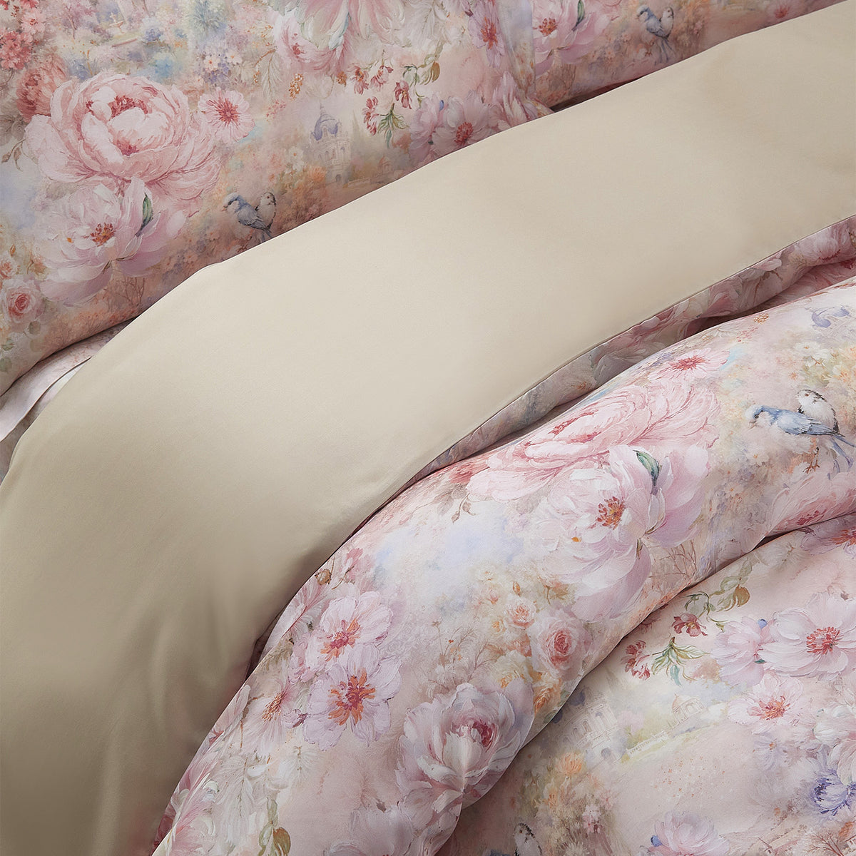 IE Maison Tencel Printed 1500TC Luxury Fitted Sheet & Bed Set - Blush Reverie
