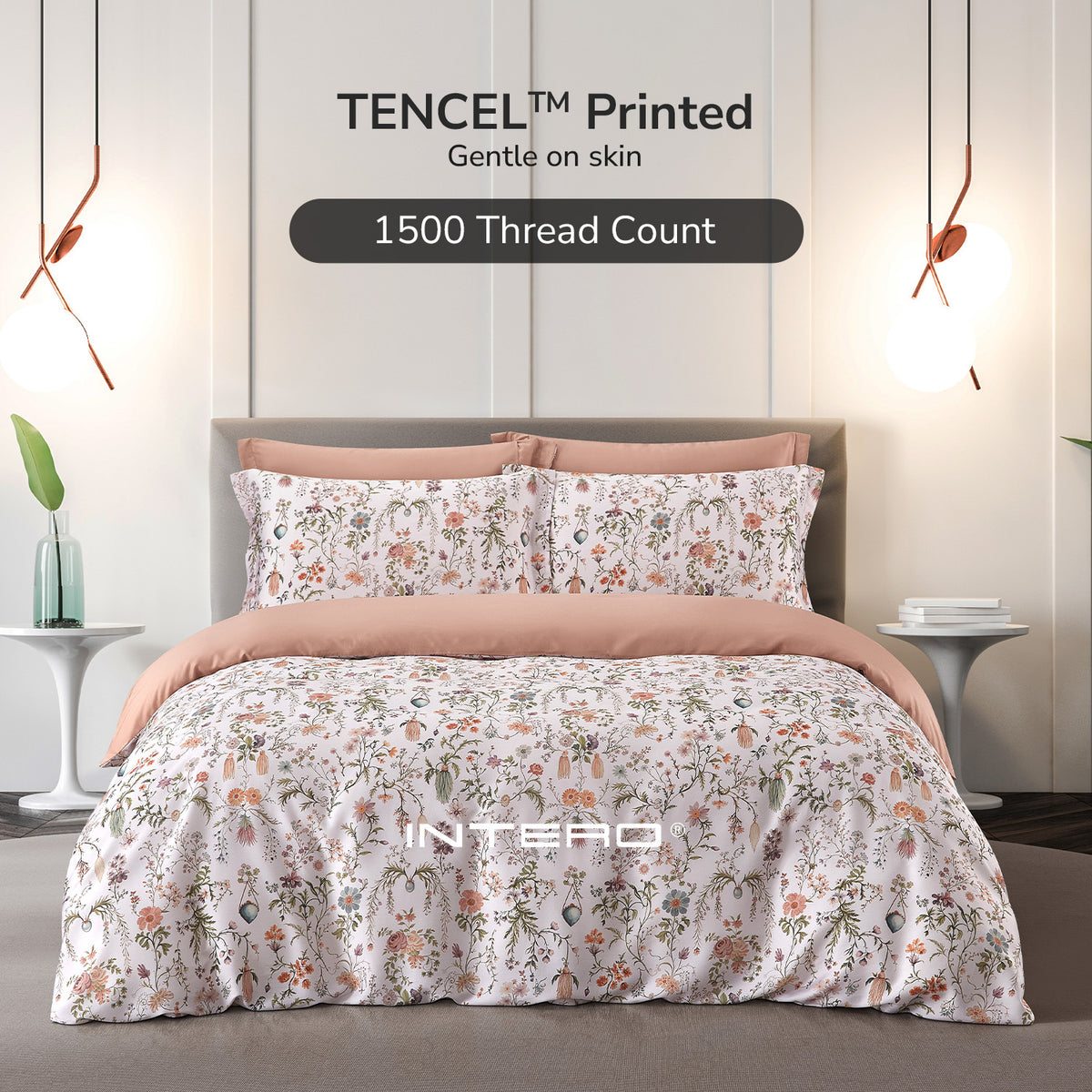 IE Maison Tencel Printed 1500TC Luxury Fitted Sheet & Bed Set - Wildflower Trail