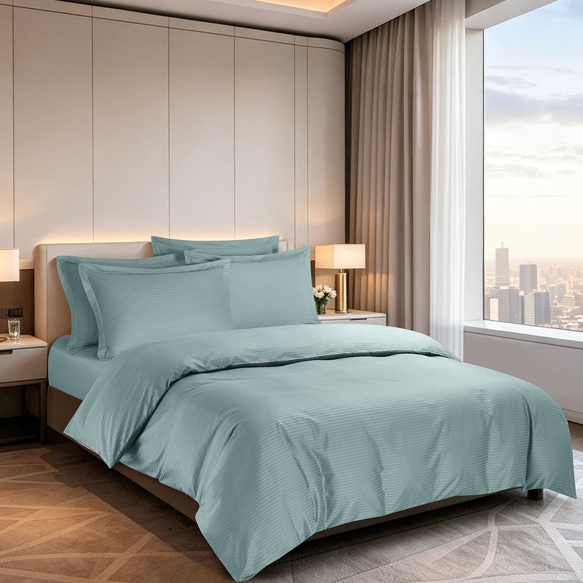 IE Maison Cotton Dobby 1100TC Fitted Sheet Set I Bed Set - Celadon