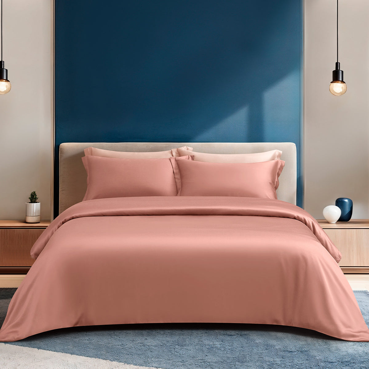 PRE- Order Intero | Tranquil | 1500TC Tencel Solid | Fitted Sheet Set | Bed Set | Ultra Soft & Smooth - Peachy