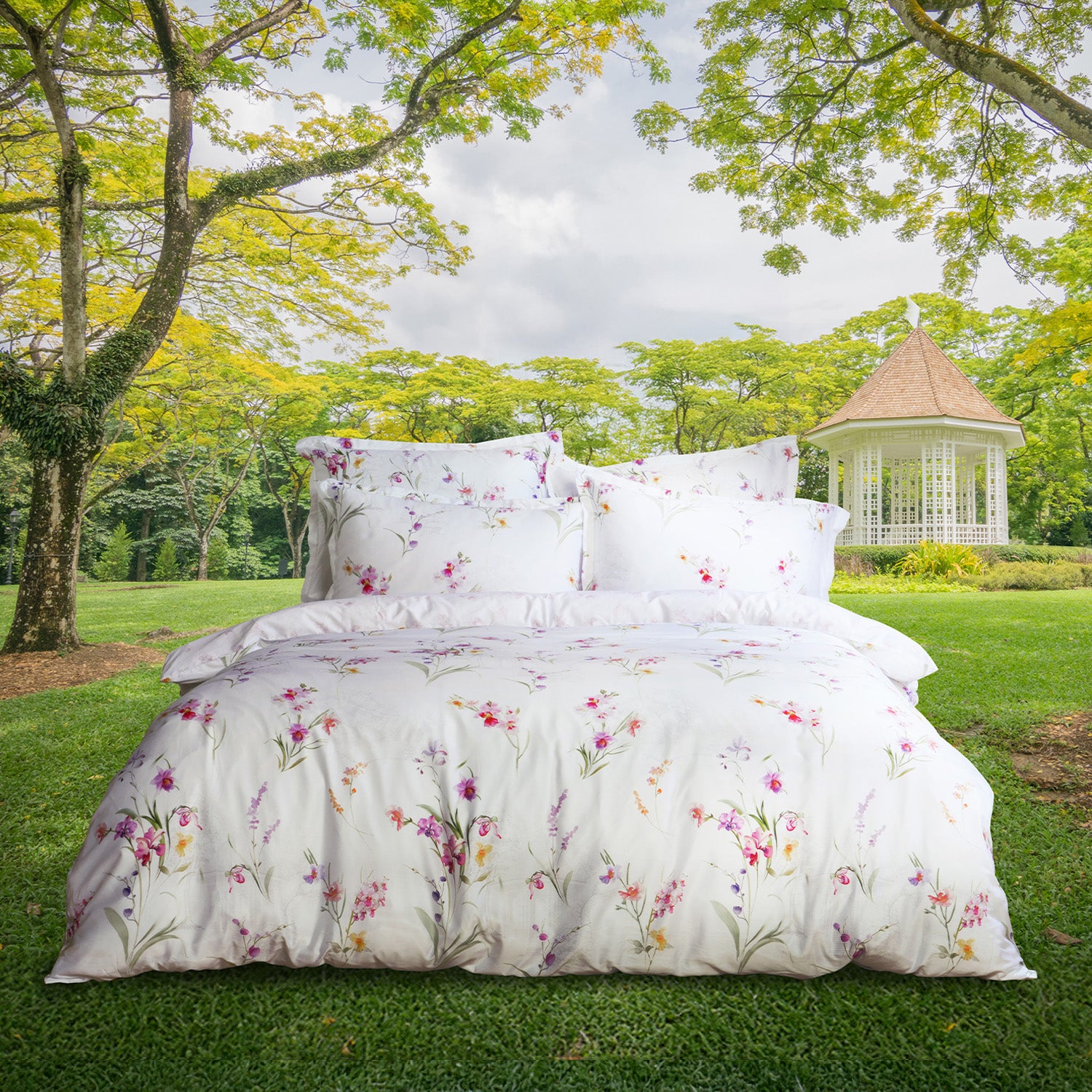 Bellami SG60 Early Bird Luxe Orchid-Inspired Bed Set Collection (Queen & King) - Papilionanthe *With FREE 1 Lumbar Pillow*