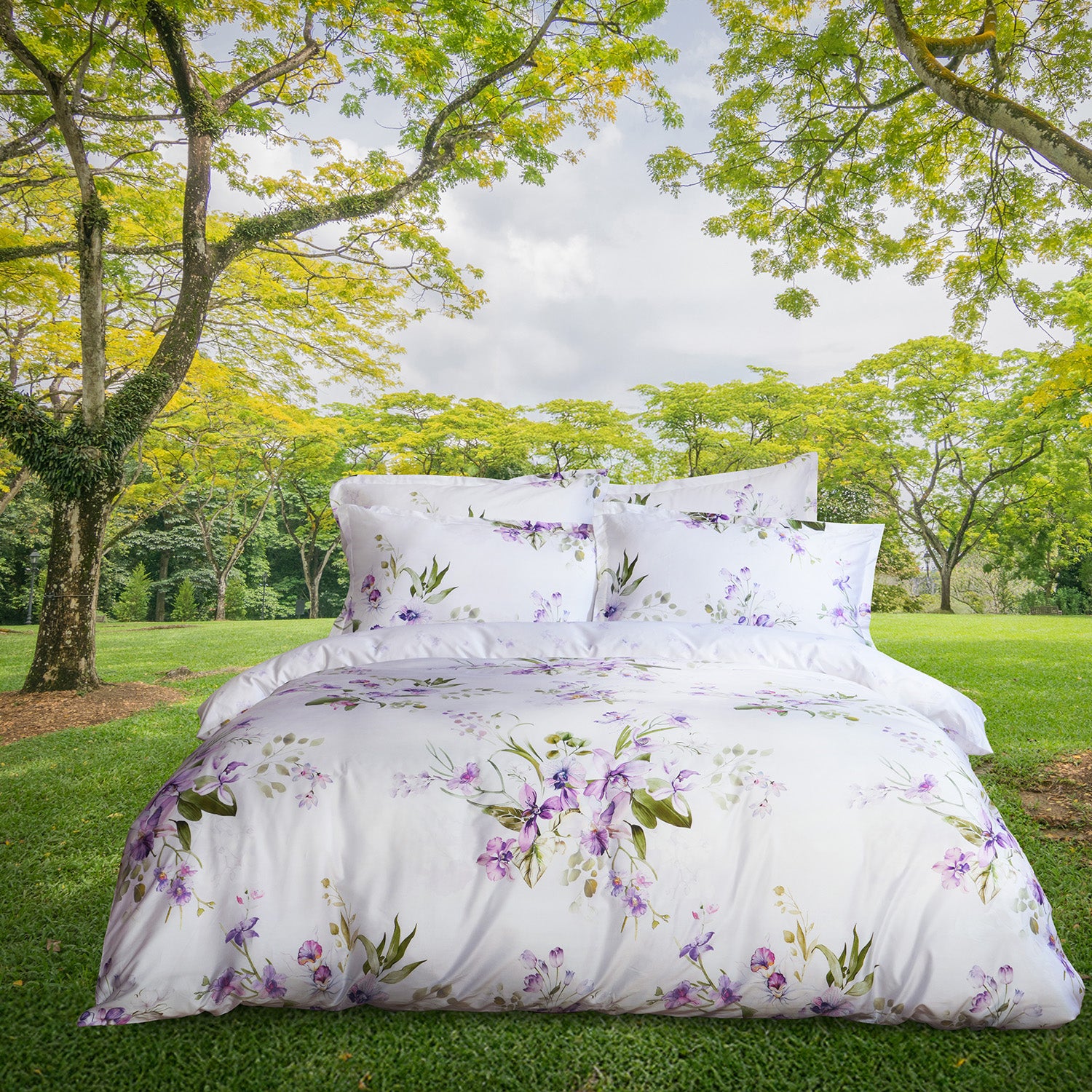Bellami SG60 Early Bird Luxe Orchid-Inspired Bed Set Collection (Queen & King) - Dendrobium *With FREE 1 Lumbar Pillow*