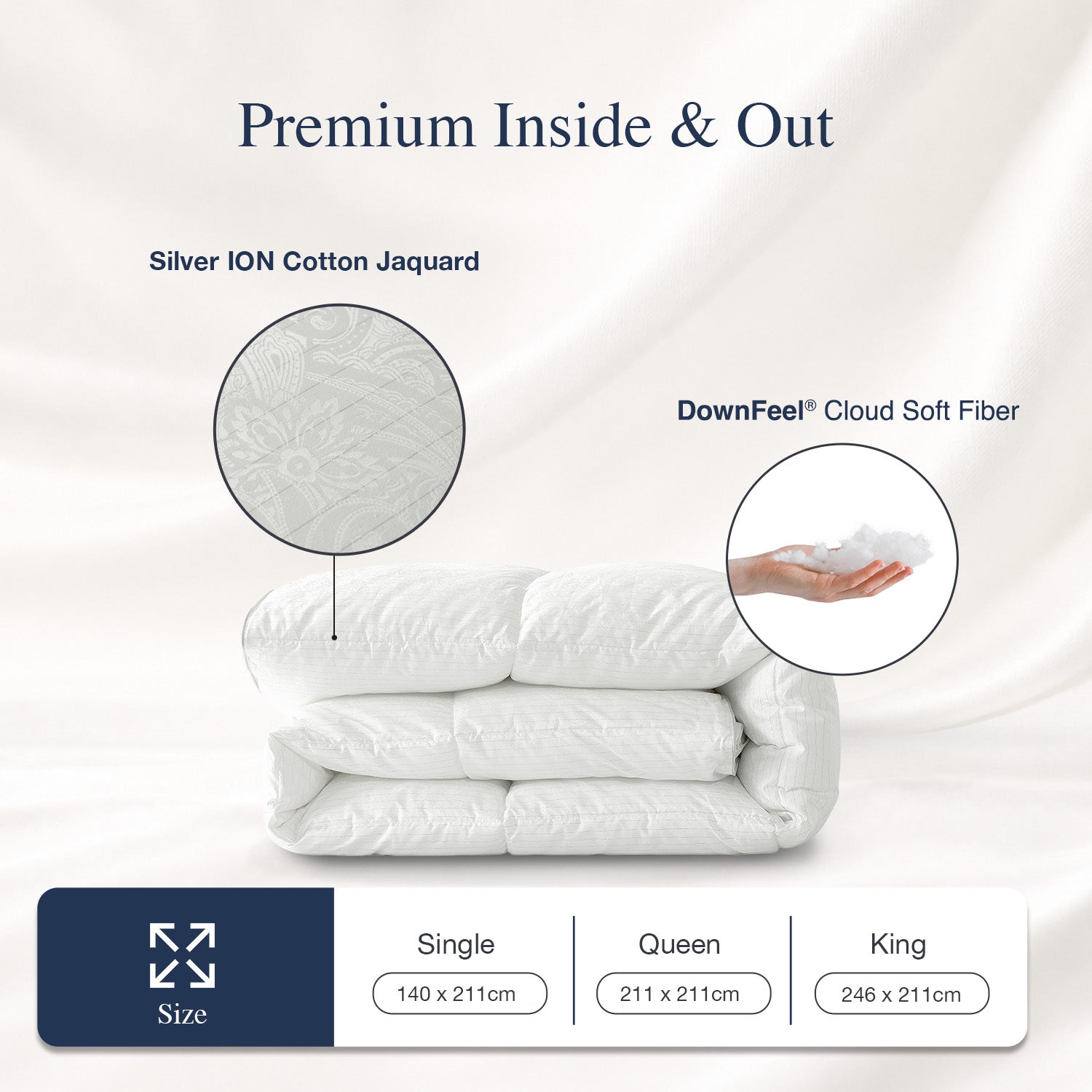 Bellami Silver ION Castor DownFeel Cloud Soft Fibre Quilt Lightweight Comforter