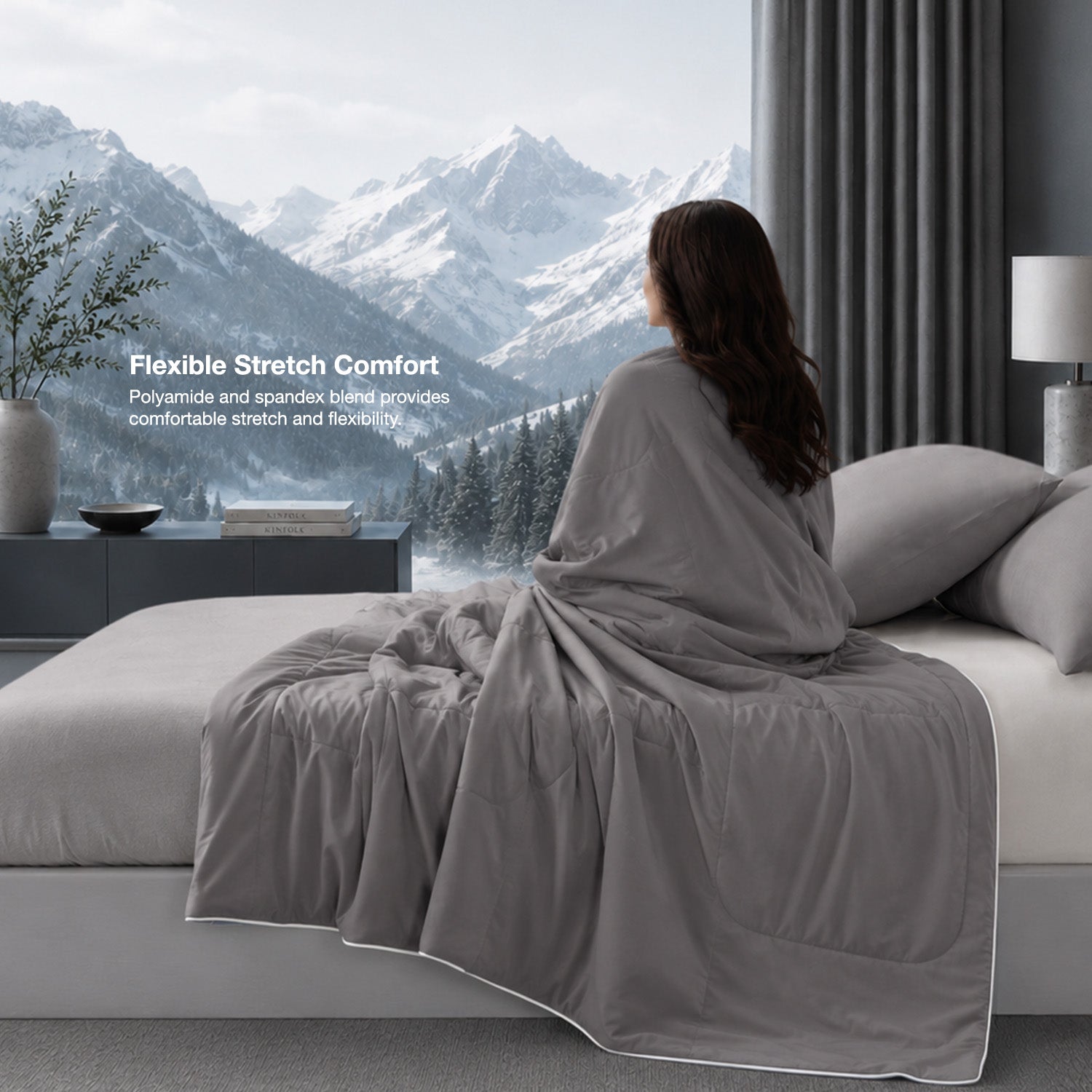 Intero Glacier Reversible Cooling Blanket – Dual-Sided Cooling Comfort - Celeste / Valley Blue