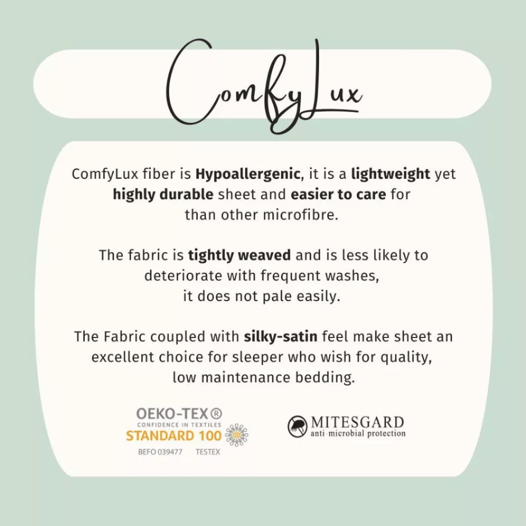 Hillcrest ComfyLux Solid 988TC | Fitted Sheet Set I No Quilt Cover - Stone Grey