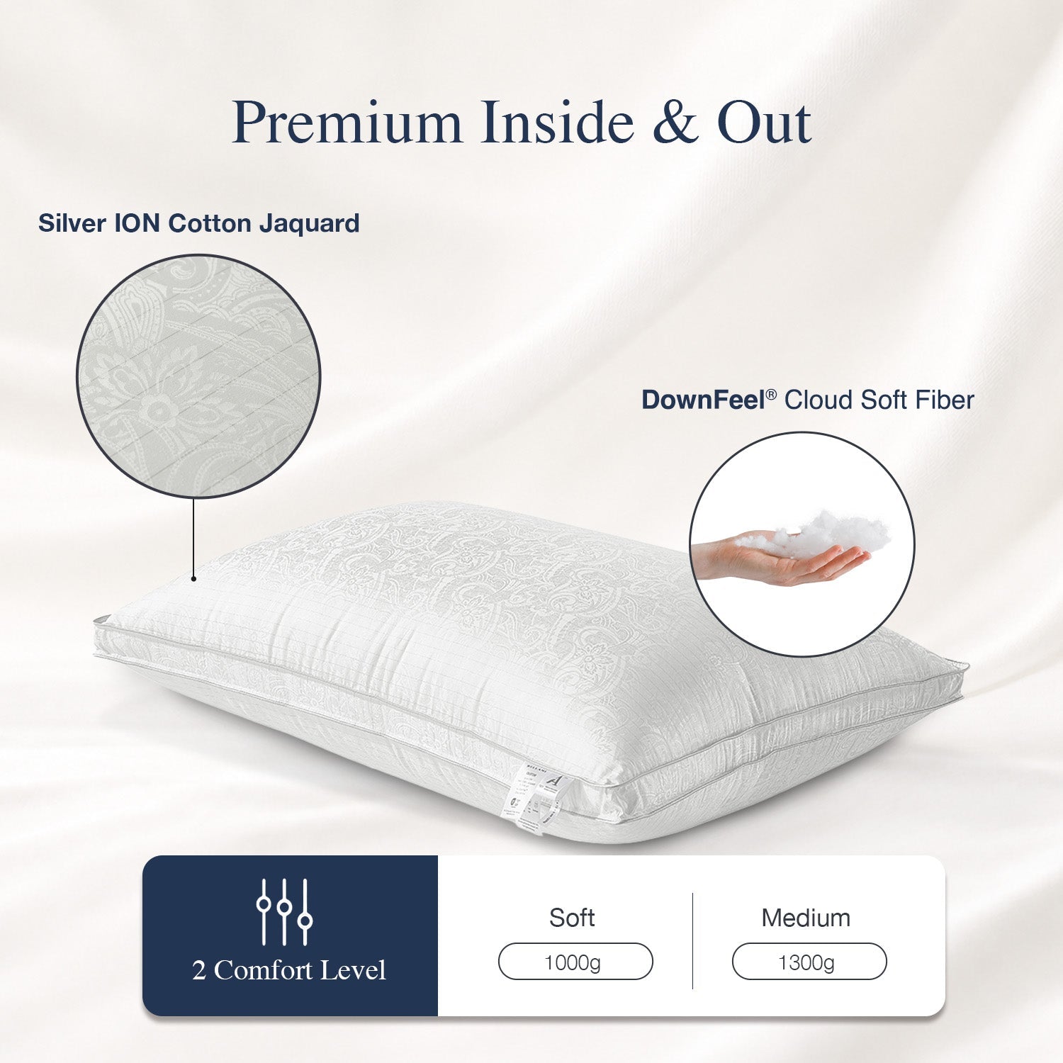 Bellami Silver ION Castor DownFeel Cloud Soft Fibre Loft Pillow