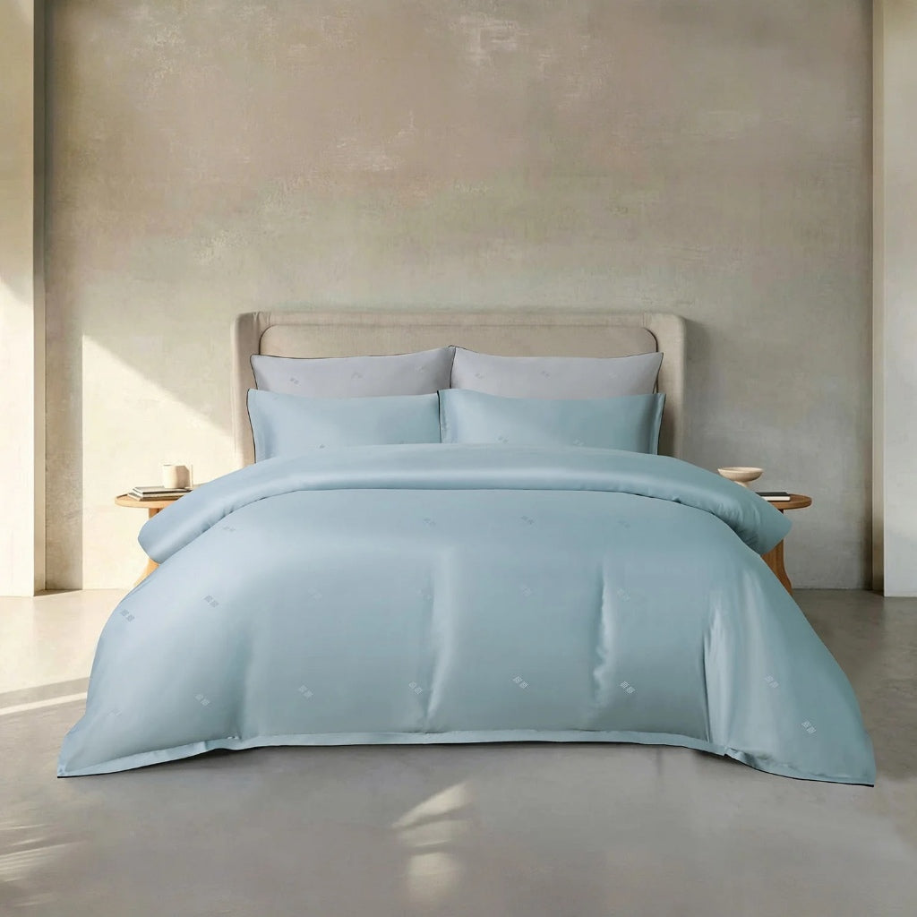 Intero BambooPro Beyond Thread Count Geo Jacquard Luxury Bedding Set - Morning Blue
