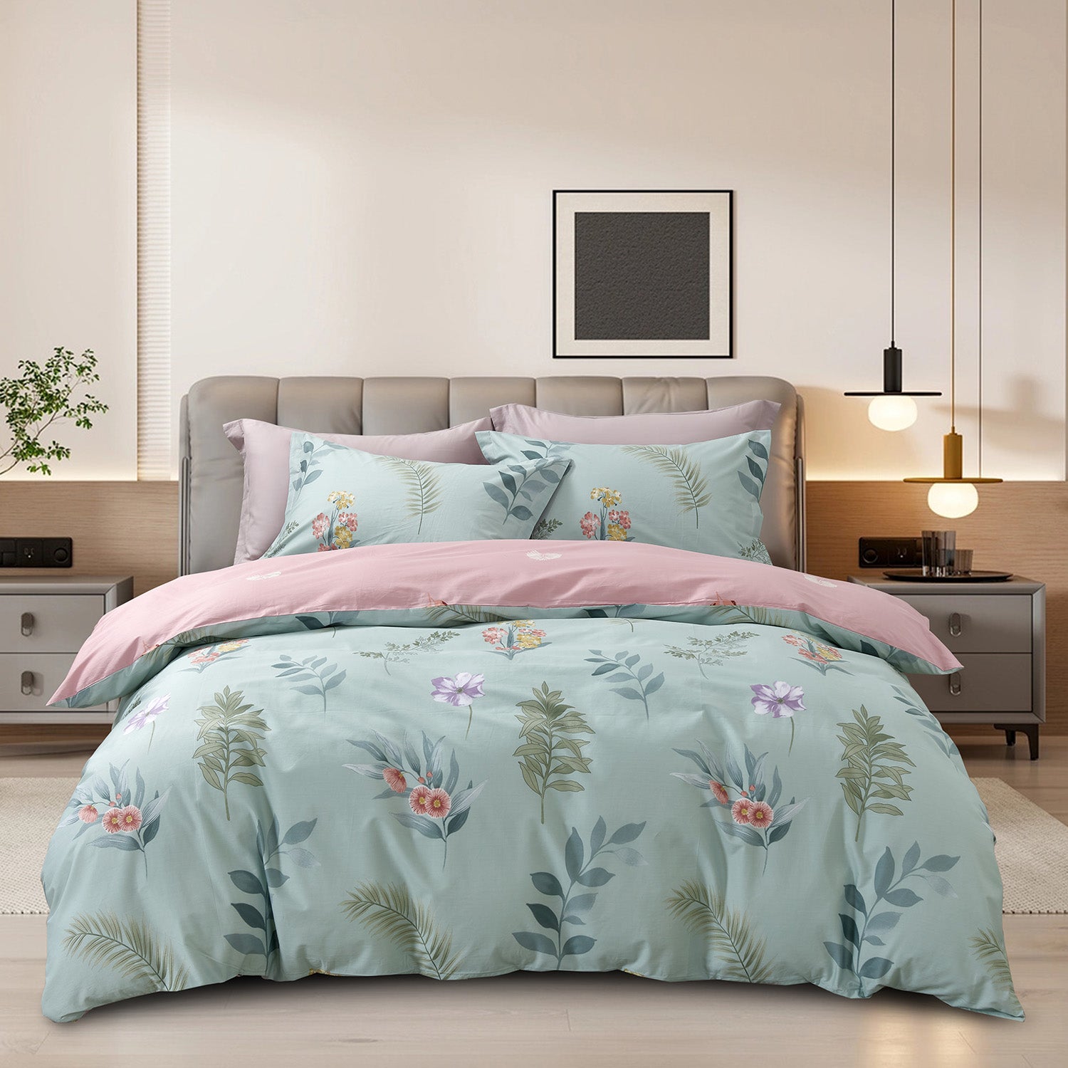 Marie Claire Lumine Printed 100% Combed Cotton 1000TC | Fitted Sheet Set I Bed Set - MC0525CTN-03