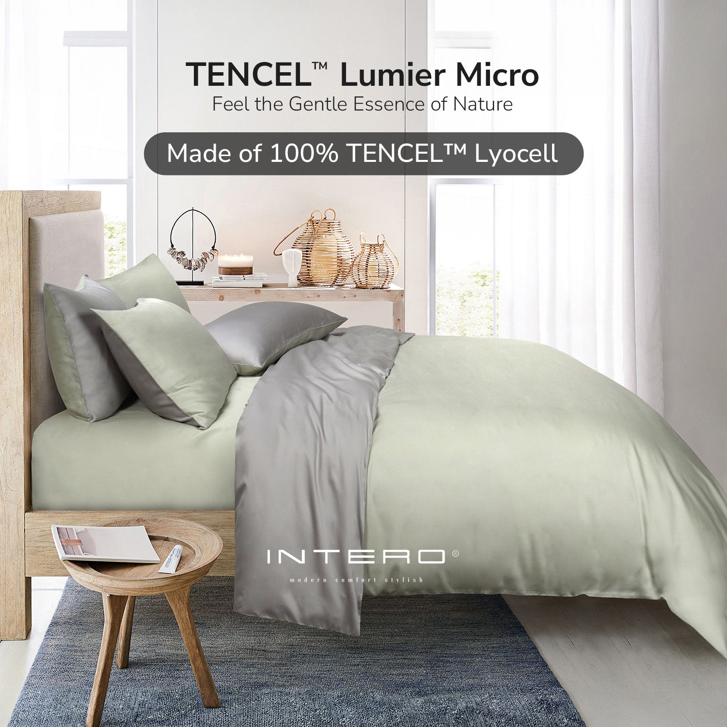 Intero Lumier Micro Tencel Solid Eniz Bedding Collection 1500TC - Aloe