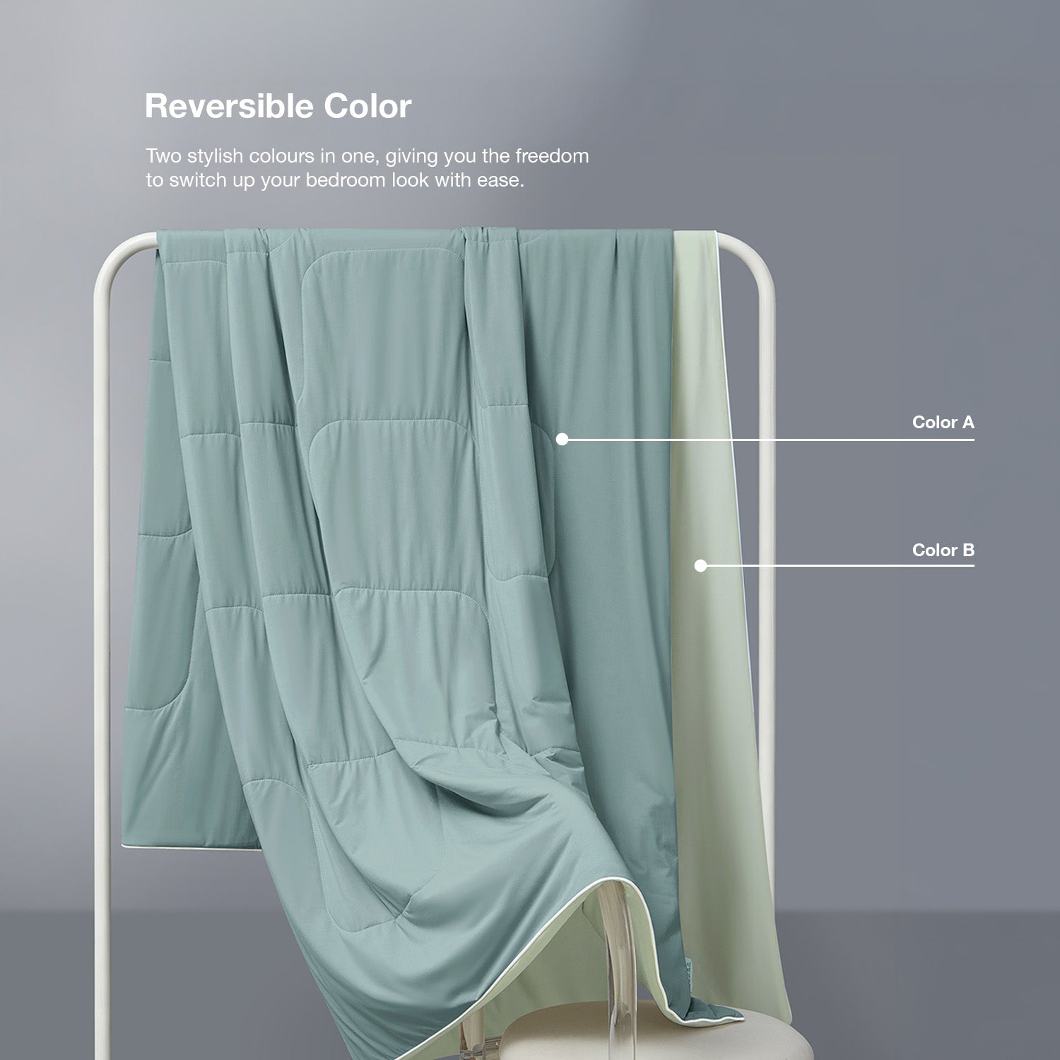 Intero Glacier Reversible Cooling Blanket – Dual-Sided Cooling Comfort - Celeste / Valley Blue