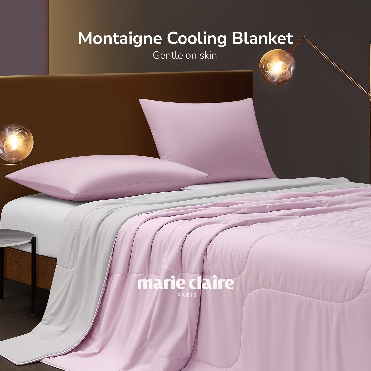 Marie Claire I Montaigne Cooling Blanket I Solid Reversible I Silky Soft Comfort I Performance Knit