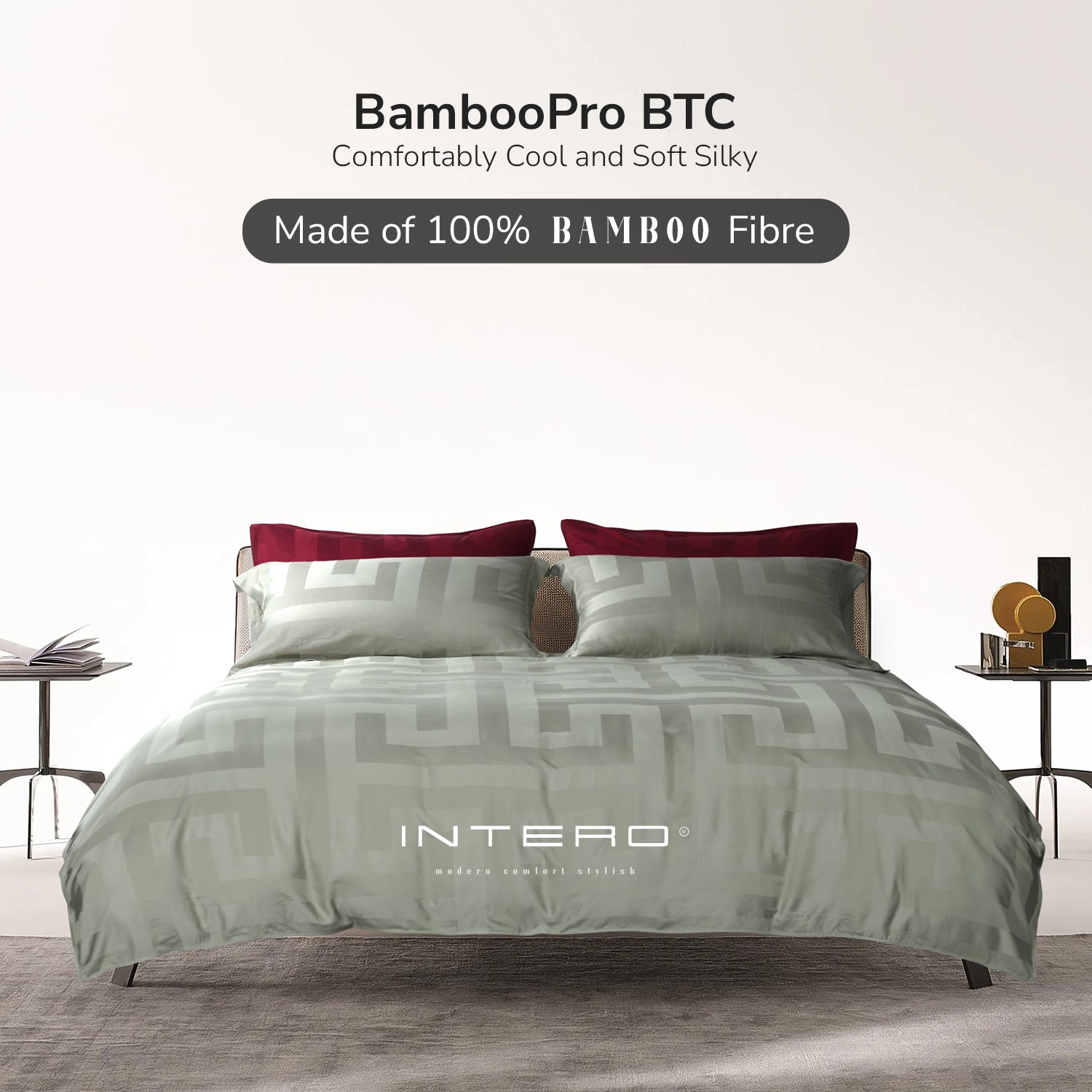 Intero | BambooPro Jac Beyond Thread Count | Toni Collection | Bed Set | Fitted Sheet | With Quilt Cover Set *FREE 1 Bellami Shield Guard Mattress Protector*