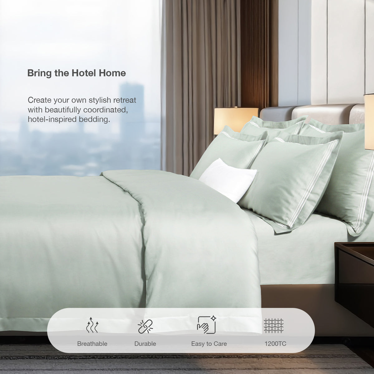 IE Maison Hotel Suite Premium Cotton Solid Bedding Set with Embroidery