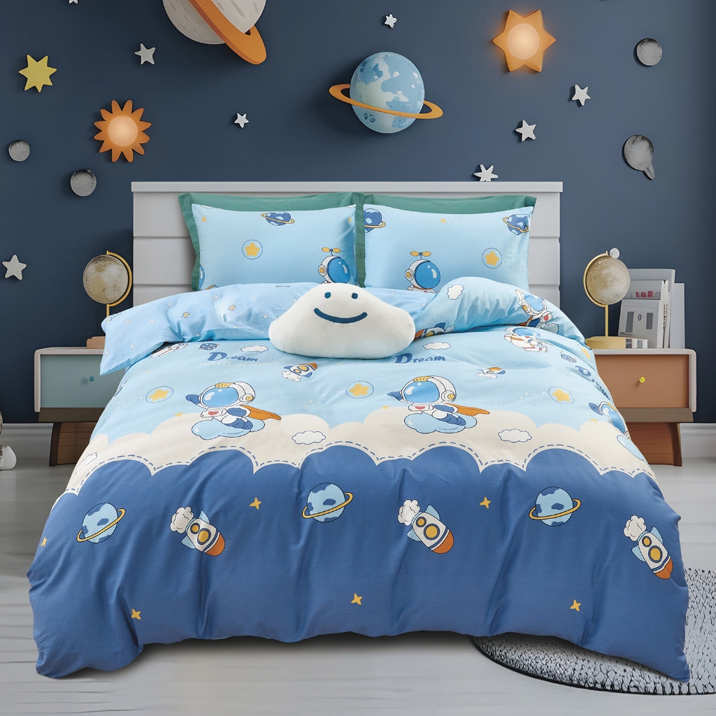 IE Kids I 100% Cotton Printed I Fitted Sheet Set I Without Quilt Cover -  Young Explorer