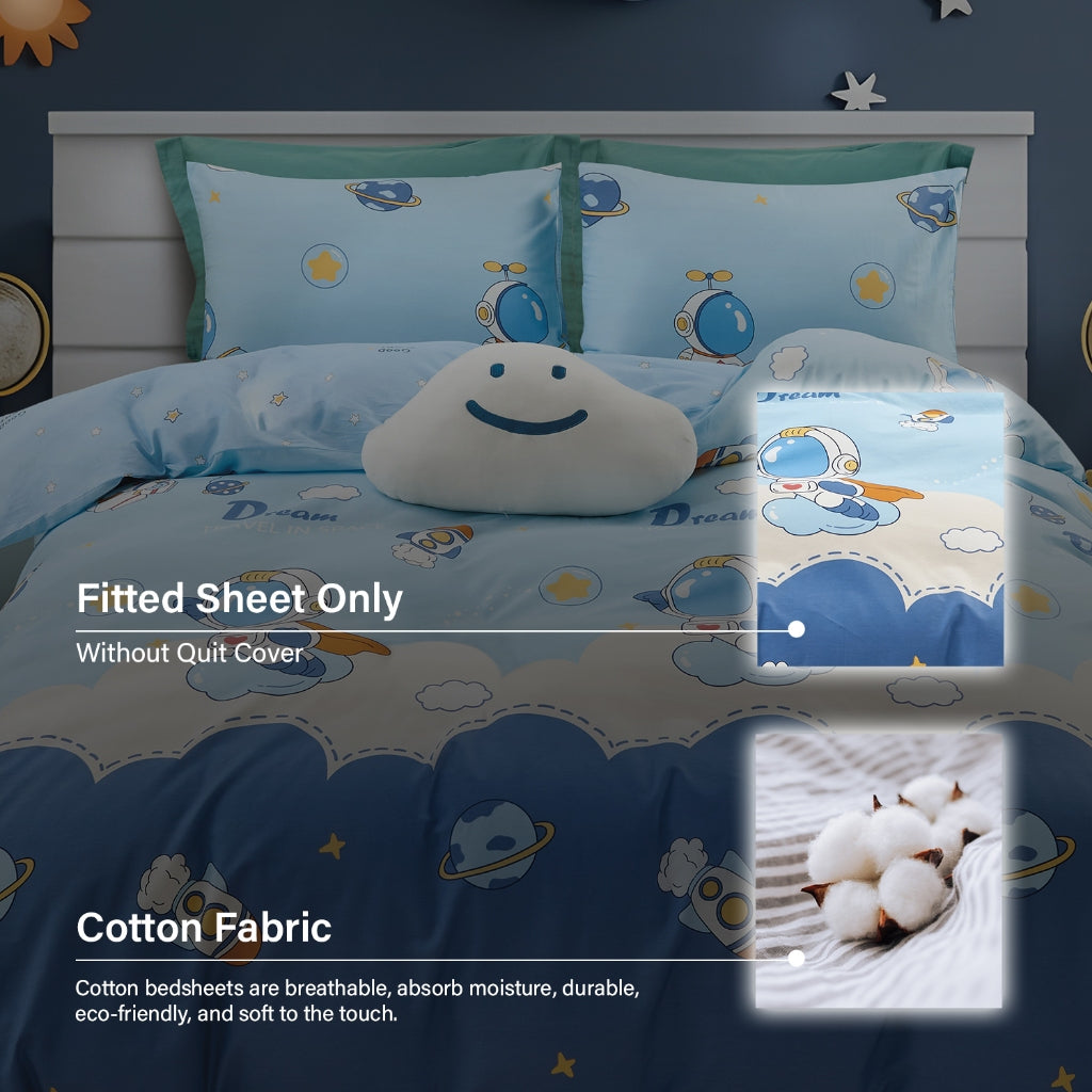 IE Kids I 100% Cotton Printed I Fitted Sheet Set I Without Quilt Cover -  Young Explorer