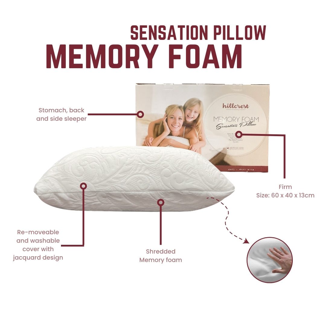 Hillcrest I Sensation I Memory Foam Pillow – Firm Support with Knitted Jacquard Cover