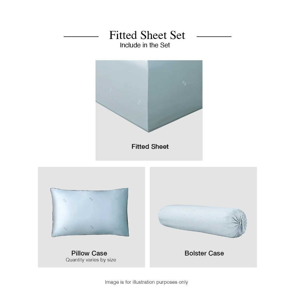 Intero BambooPro Beyond Thread Count Geo Jacquard Luxury Bedding Set - Morning Blue