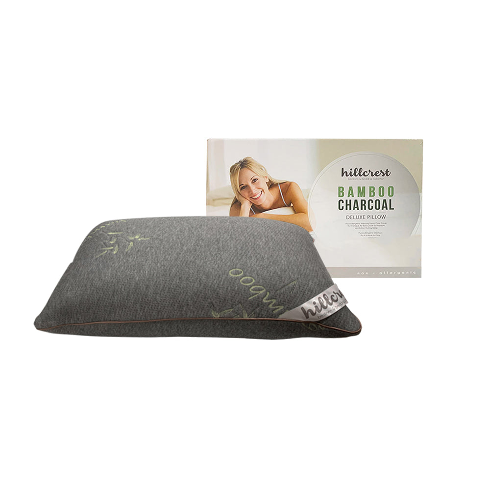 Hillcrest I Bamboo Charcoal I Memory Foam Pillow – Medium Support with Knitted Fabric